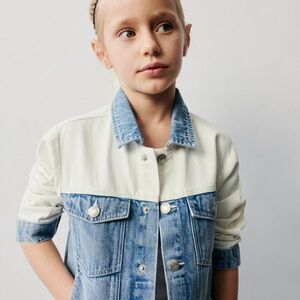 Zara Kids Blue and White Denim Jacket